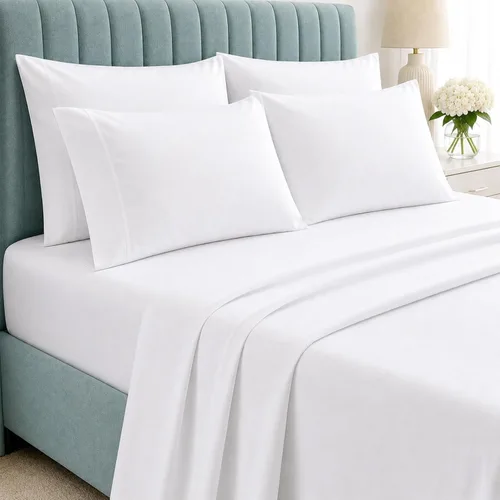 Vista 12 de Shreem Linen Juego de sábanas tamaño Queen de 6 piezas, sábanas 100% algodón egipcio, ropa de cama de lujo de hotel, bolsillo profundo de 18