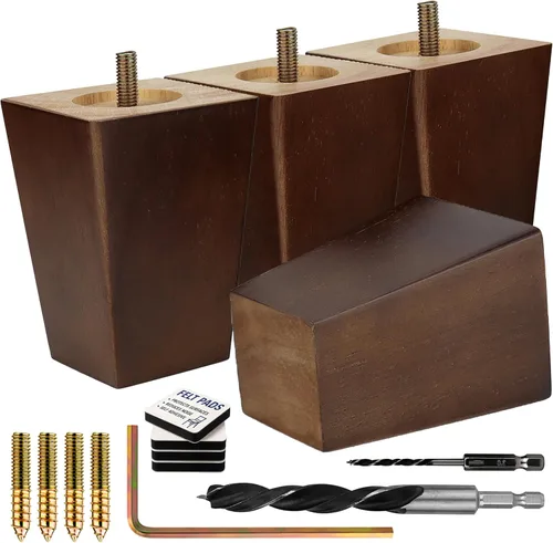 Vista 11 de Airy Abode Patas cuadradas premium de muebles en negro (kit de instalación completa) - Elige tu