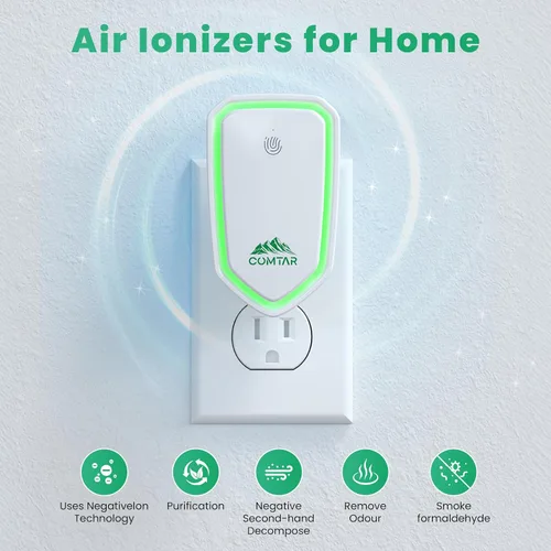 Vista 2 de Ionizadores de aire para el hogar (paquete de 4), sistema de filtración de iones negativos, ambientador silencioso para dormitorio, oficina, cocina