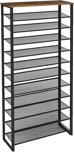 Vista 11 de HOOBRO - Zapatero de 10 niveles, organizador de almacenamiento de zapatos de 23.6" L, estante de zapatos de gran capacidad para entrada de puerta