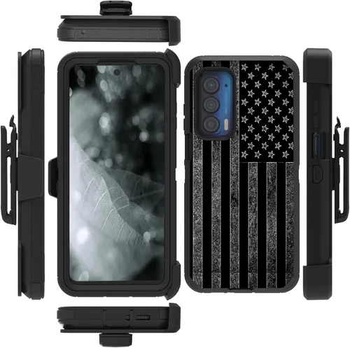 Vista 8 de Funda para Motorola Edge 2021 / Moto Edge 5G UW, protección resistente de 3 capas híbridas a prueba de golpes con funda de clip para cinturón