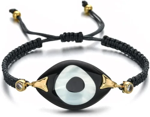 Vista 6 de TheHAD - 25432 - Pulseras de resina con dije de pavo negro para mujer joyería de fe turca ajustable para mujer joyería de fe turca