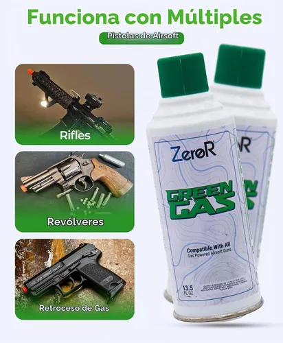 Vista 7 de ZeroR® Green Gas Fuel for Airsoft Pistols 13.5 fl oz Each (11.8 oz by Total Weight)