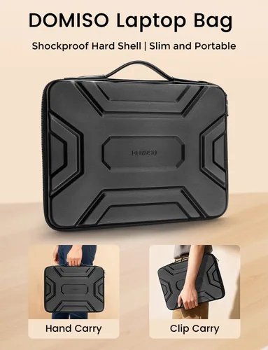 Vista 8 de DOMISO Funda para laptop de 13.3 pulgadas con asa, bolsa de computadora a prueba de golpes, impermeable, funda protectora de EVA para portátiles