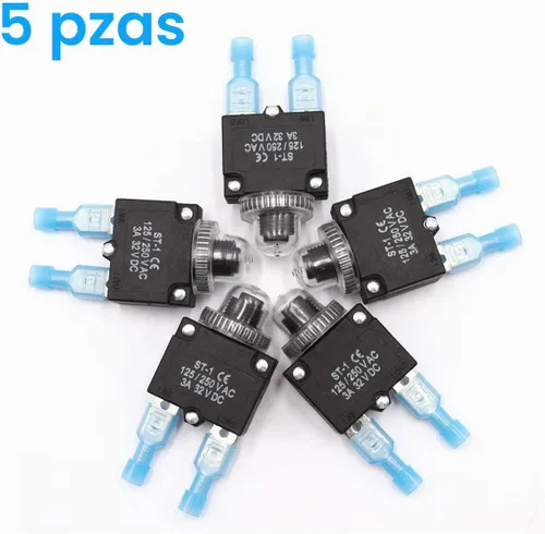 Vista 4 de mxuteuk 5 interruptores automáticos de 3 amperios con botón de reinicio manual de 125/250 V CA 32 V CC, interruptor protector de sobrecarga