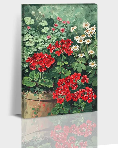Vista 41 de Hzddty Lienzo de flores rojas de amapola para pared, pintura floral abstracta para paredes, imágenes de flores con estampado floral, decoración