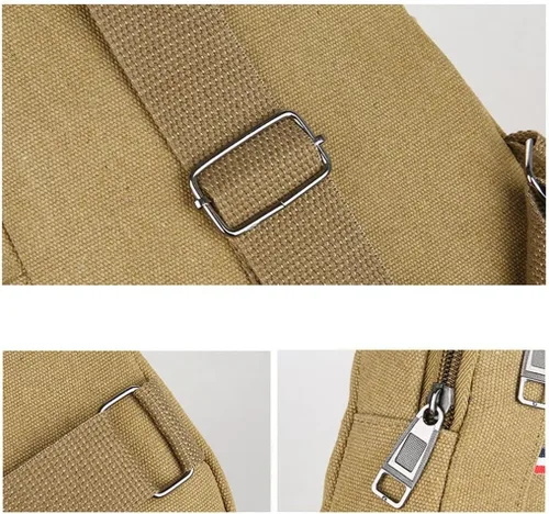 Vista 5 de Men Canvas Sling Crossbody Bag Smart Pratical Large Capacity Day Pack for Hiking Camping