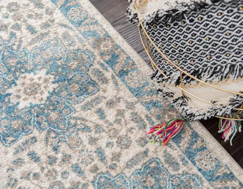 Vista 5 de Unique Loom Salzburg Collection - Alfombra clásica de diseño tradicional oriental con borde (2 pies x 6 pies, color beige/azul)