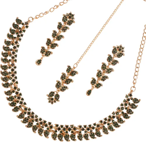 Vista 12 de Touchstone Conjunto de joyas de boda india, collares tradicionales de oro para mujer, conjuntos de diamantes de imitación de declaración hollywood 1