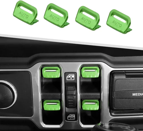 Vista 13 de Jimen Cubierta de botón de ventana para JL/JT, paquete de 4 cubiertas para interruptor de ventana trim accesorios interiores compatibles con Jeep