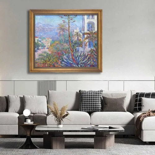 Vista 2 de Famous Paintings Villas at Bordighera por Claude Monet impresiones en lienzo con marco de madera, carteles e impresiones naturales para baño, sala