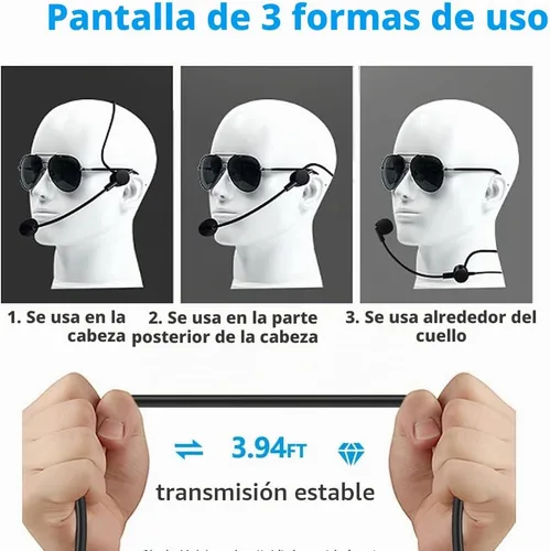 Vista 7 de VOVIGGOL 2 piezas de micrófono auricular con micrófono, cable flexible para amplificador de voz, auricular con conector jack de 3.5mm para cantar