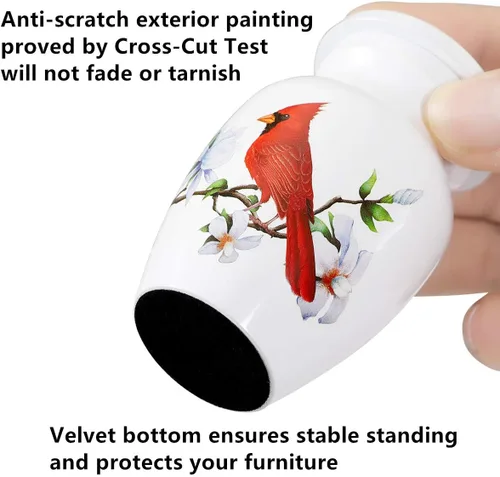 Vista 4 de Red Cardinal Bird - Urna de recuerdo pequeña para cenizas humanas o cenizas de mascotas, mini urna de cremación de aluminio para cenizas - Soporte