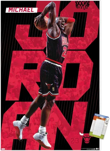 Vista 10 de Trends International Michael Jordan - Póster de pared a rayas, 14.725 x 22.375 pulgadas, versión enmarcada de madera de granero