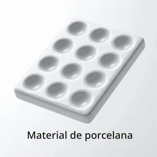 Vista 2 de QWORK Plato de porcelana, paquete de 10 – Bandeja de prueba micro de 12 pozos para análisis de laboratorio, enseñanza y experimentos
