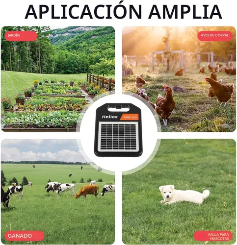 Vista 7 de Cargador de valla eléctrica solar de 10 millas con modo día/noche, cargador solar portátil de 0.11J con panel solar recargable para protección