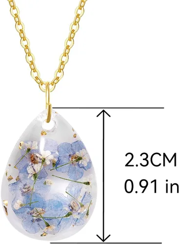 Vista 12 de Collar Forget Me Not – Collares de flores prensadas hechas a mano – Flores Forget-Me-Not que simbolizan el verdadero amor y respeto – Gran regalo