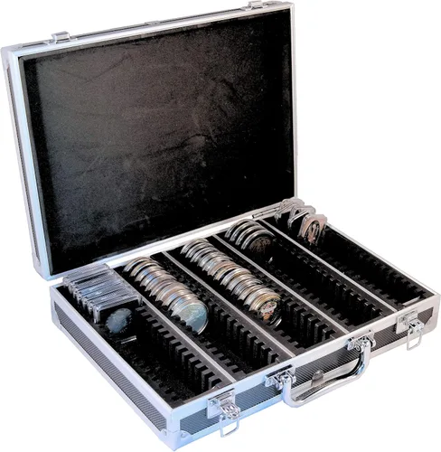 Vista 2 de Ursae Minoris Elite - Caja de aluminio negro para 100 cápsulas de monedas grandes, "H", XL, "I" o acrílico, 2 x 2