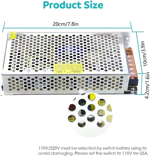 Vista 2 de Aclorol 5V 20A 100W Fuente de Alimentación Conmutada 110V / 220V CA a CC 5V 20amp Transformador Universal, Convertidor, Adaptador de Potencia