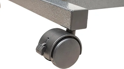 Vista 10 de Essential Medical Supply Mesa automática de altura ajustable para colocar sobre la cama, parte superior de madera con ruedas de bloqueo, perfecta