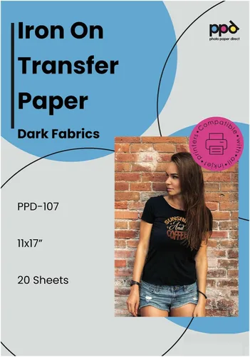 Vista 3 de PPD Paquete de papel de transferencia termoadhesivo de inyección de tinta de 11 x 17 pulgadas x 20 hojas + 20 hojas oscuras