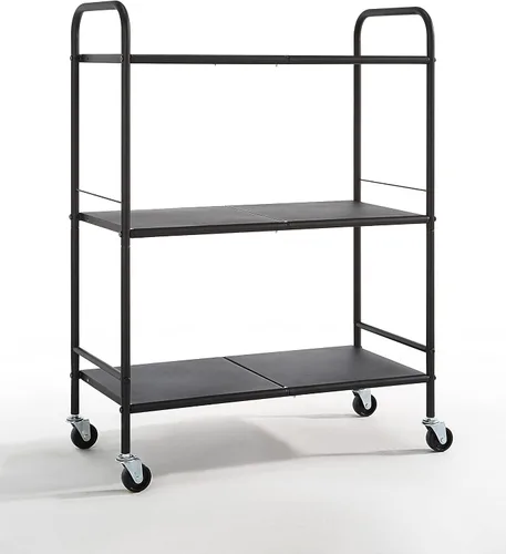 Vista 7 de SunnyPoint Carrito de manualidades organizador con ruedas de metal (grande, BLK)