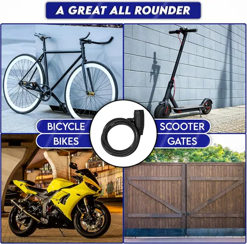 Vista 7 de Cerradura de bicicleta con llave – Cerradura de bicicleta – Cerradura para bicicletas – Cerraduras de bicicleta de PVC de 6 pies – Cerradura