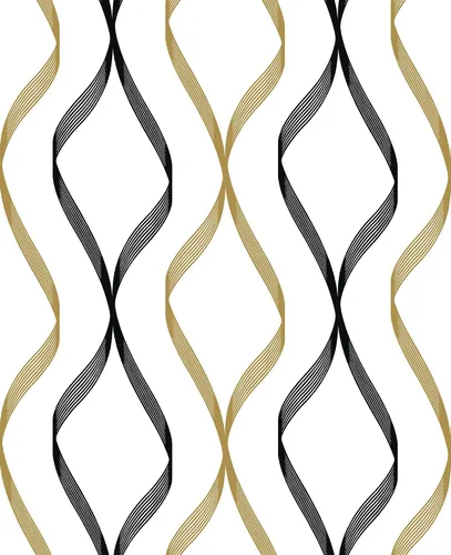 Vista 11 de NextWall Ogee Ribbon - Papel tapiz autoadhesivo (plateado y dorado)