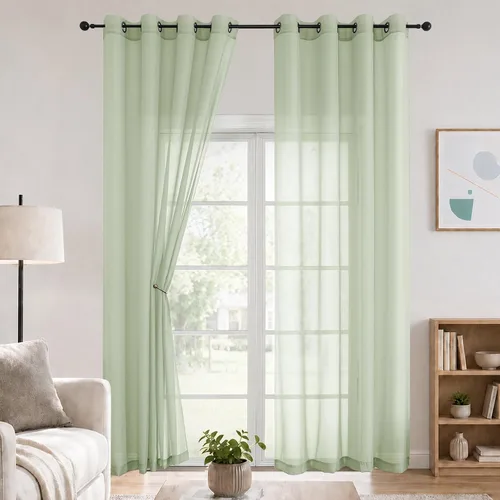 Vista 42 de OWENIE Cenefa transparente con ojales negros para ventanas, 2 paneles de 52