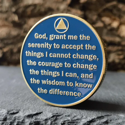 Vista 4 de Fuera de las cenizas de la adicción Phoenix Sobriety Chip AA Medallón Serenity Prayer Challenge Coin