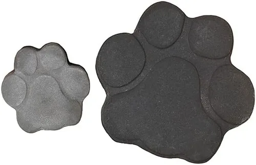 Vista 2 de AUTUMN USA - Juego de 2 moldes de piedra escalonada con estampado de patas de perro y gato para decoración de jardín antideslizante