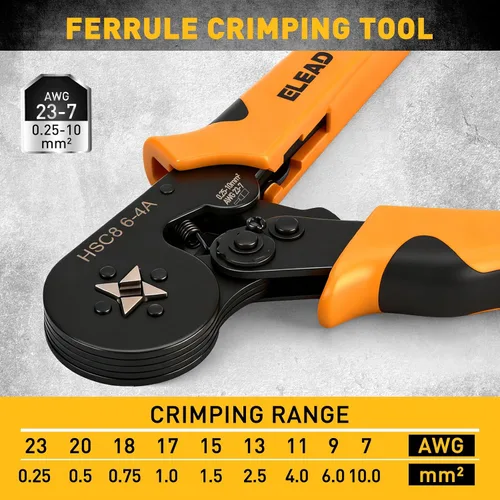 Vista 3 de Kit de herramientas de crimpado y pelado de virola de 1188 piezas, AWG 23-7 (0.25-10 mm²), pelacables automático con virolas de alambre, terminales