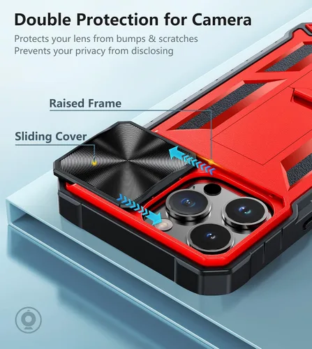 Vista 2 de SOiOS Funda para iPhone 13-Pro-Max con soporte y deslizador, color negro Protección a prueba de caídas de grado militar, cubierta resistente