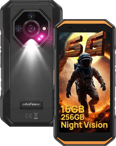 Vista 10 de Ulefone Armor X32 Pro 5G Teléfono resistente, MTK Dimensity 6300, 16+256GB, Android 16, Widevine L1, visión nocturna de 64MP/25MP, linterna Negro