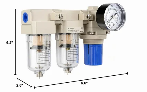 Vista 9 de BLCH Compresor de Aire Secador 1/4" NPT - Filtro Doble Compresor de Aire Regulador Compresor de Aire AC2000-02 Vaciado Manual Vaso de Polietileno
