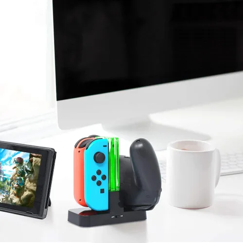 Vista 7 de Estación de carga compatible con controlador Pro para Joy Cons, reemplazo del cargador de controlador FYOUNG para SwitchSwitch LiteOLED con un