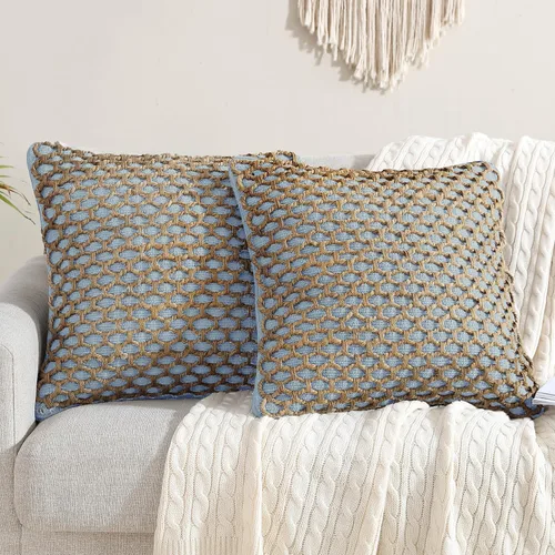 Vista 18 de Boho Living Jada - Funda decorativa para almohada, incluye acento, diseño tejido premium, decoración para sala de estar, (2) funda de almohada de 20