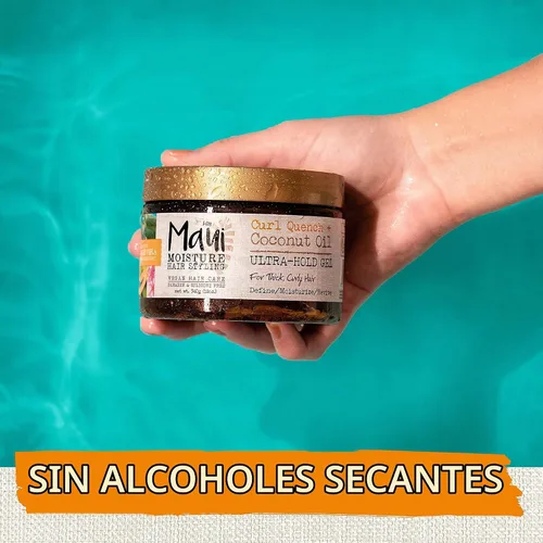 Vista 10 de Maui Moisture - Curl Quench + aceite de coco, gel para el cabello de acción duradera, para pelo rizado, para estilizar pelo rizado, vegano, sin