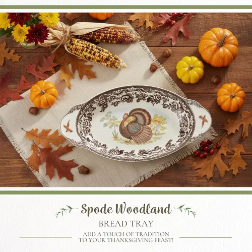Vista 2 de Spode Woodland - Bandeja de pan Spode Woodland - Marrón/Blanco