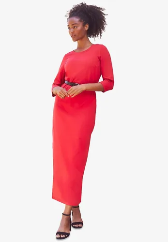 Vista 6 de Ellos Vestido largo de punto de manga 34 para mujer, talla grande