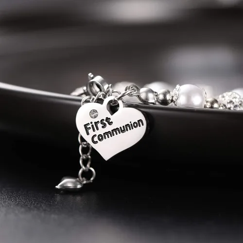 Vista 4 de Pulsera de primera comunión para niñas, regalo de bautismo, joyería hecha a mano para niñas, Metal