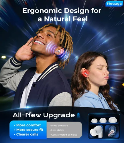 Vista 4 de Auriculares inalámbricos Bluetooth, auriculares de reproducción de 50 horas con micrófono, funda de carga con pantalla digital LED, IPX7