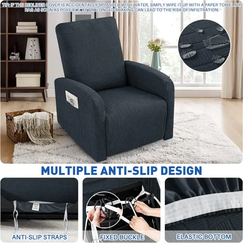 Vista 4 de MAXIJIN Fundas impermeables para sillas reclinables pequeñas de 3 piezas, fundas reclinables que se mantienen en su lugar, fundas reclinables Lazy