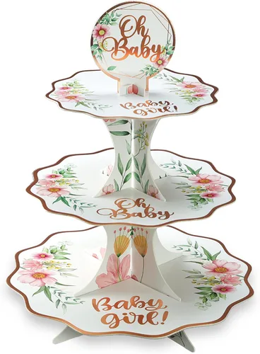Vista 8 de Oh Baby - Soporte para cupcakes para baby shower, color verde salvia, para niños y niñas, baby shower, bienvenida, revelación de género, suministros