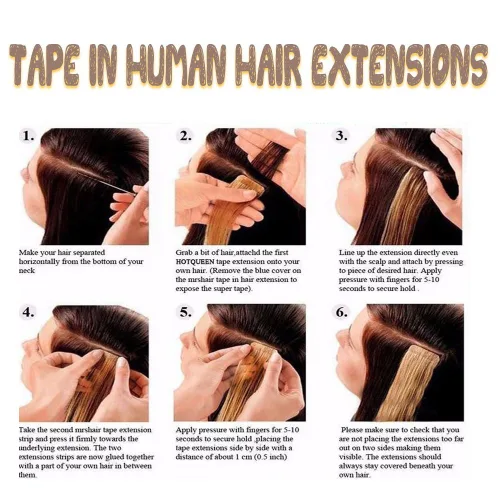 Vista 9 de Hairro Extensiones de cabello humano con cinta adhesiva invisible de doble cara de trama cutánea, 18 pulgadas, 1.76 oz, 20 unidades por paquete + 10