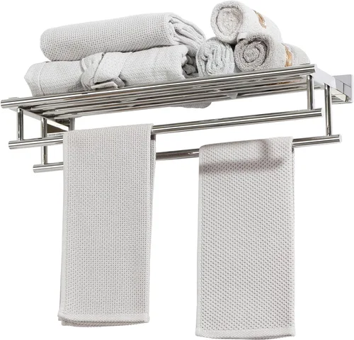 Vista 15 de Alise Toallero, Estante de Toallas con Barras Dobles para Lavabo de Baño, SUS 304 Acero Inoxidable de Montaje en Pared, 40.6 cm Níquel Cepillado