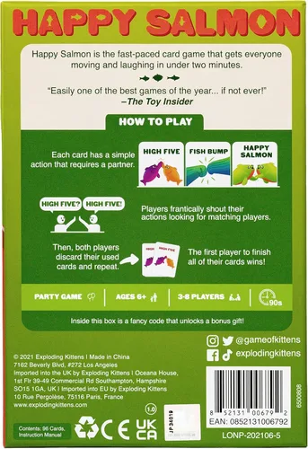Vista 7 de Exploding Kittens Happy Salmon 3-8 Jugadores - Edades 6+ - Rondas de 90 Segundos - Juego de cartas fácil de aprender y de emparejar rápido - Juego