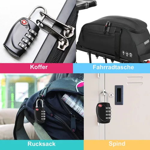 Vista 6 de ZHEGE Cerradura de maleta aprobada por la TSA, cerradura de equipaje de combinación de 4 dígitos reiniciable para mochila, maletín, tienda