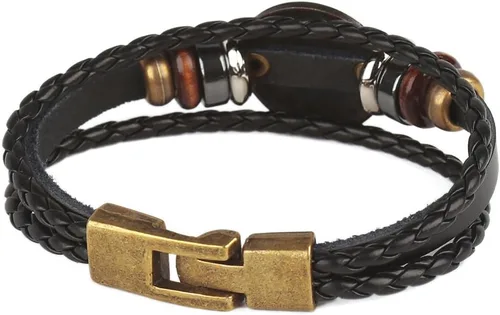 Vista 28 de Hamoery Pulsera de cuero de aleación punk para Constellation trenzada pulsera pulsera brazalete