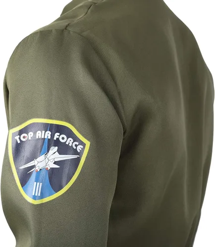 Vista 6 de Grebrafan Disfraz de piloto para hombre, traje de vuelo verde